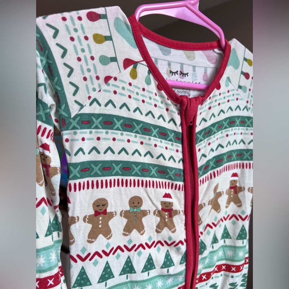 Little Sleepies Fair Isle Christmas Zippy Pajamas Size 12-18M GUC - Picture 5 of 13